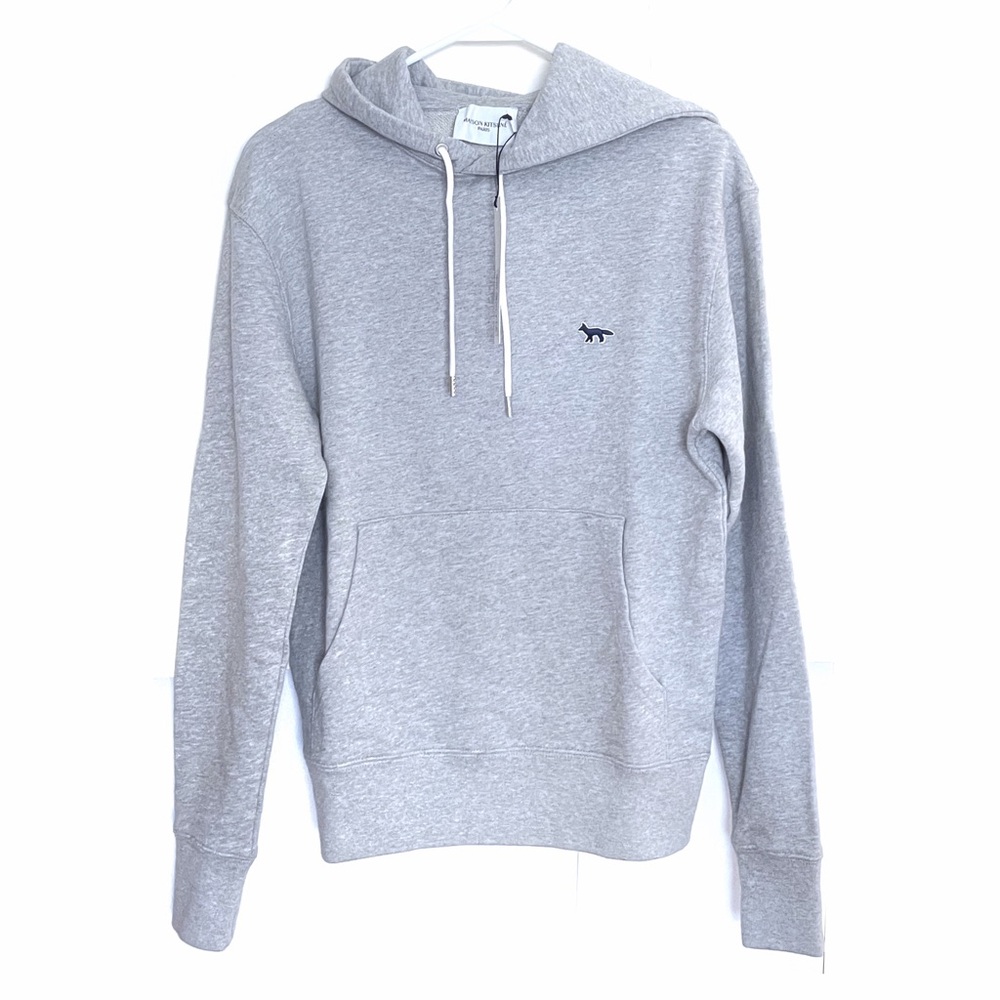 Maison Kitsune Grey Cotton Fleece Hoodie Unisex XS NWT